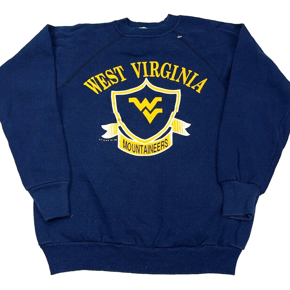 Vintage West Virginia Mountaineers Sweatshirt Men Large Crew Neck Sweater WVU L2